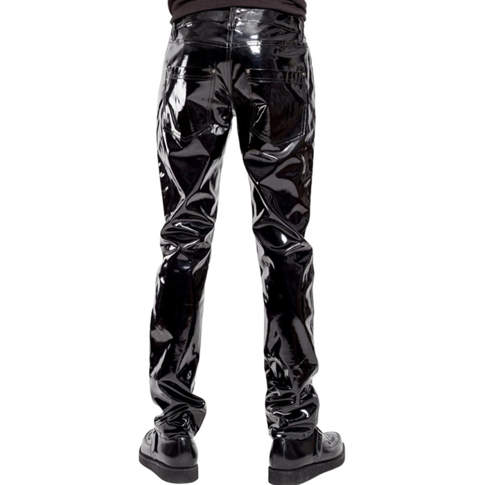 Чоловічі блискучі лакові штани Wetlook, штани з лакованої шкіри, мотоциклетні штани, Slim Fit, для клубу/вечірки, чорні, XL