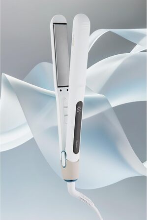 Випрямляч для волосся MEDION HS1 з дисплеєм, 5 рівнів температури (165-210°C) та силіконовим чохлом, білий