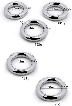 Набір з 3 шт. магнітних кілець для статевих органів з нержавіючої сталі (5 розмірів)