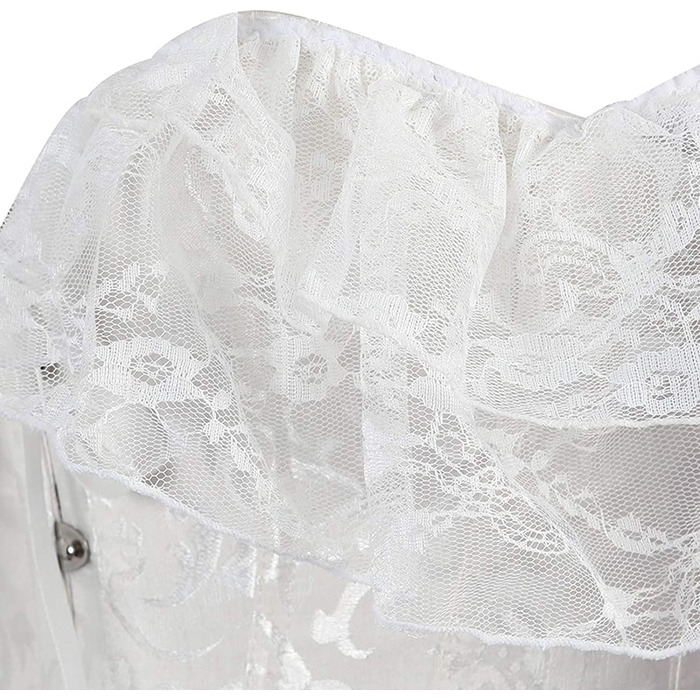 Корсет жіночий Oytto готичний з сатину, з кісточками, шнурівка, топ-боді, весільний, білий, XX-Large