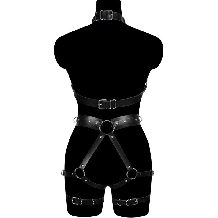 Жіночий корсет-накидка з ремінцями у стилі панк, чорний