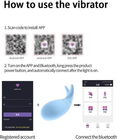 Вібратор з дистанційним керуванням через додаток, 10 режимів вібрації для жінок, портативний G-Spot, для пар (блакитний)
