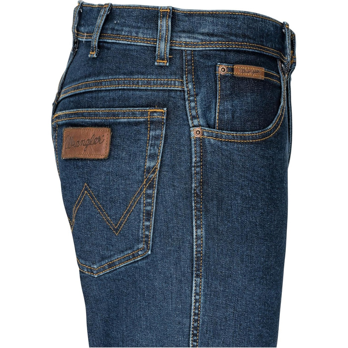Чоловічі стрейч-джинси Wrangler Texas Regular Fit Authentic Straight, колір Darkstone, з коричневим ременем (46W / 30L)