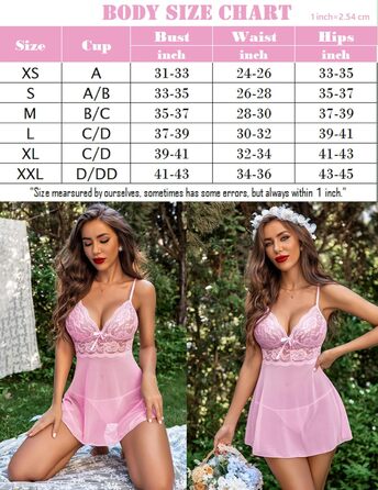 Avidlove Babydoll для жінок: прозора мереживна нічна сорочка, комплект XXL рожевого кольору