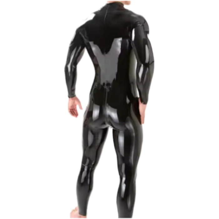 Латексний комбінезон для чоловіків Viyoli з латексом, червоний, з блискавкою в паху