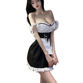 Костюм для рольових ігор: комплект чорної нижньої білизни для жінок (стиль служниці, аніме)