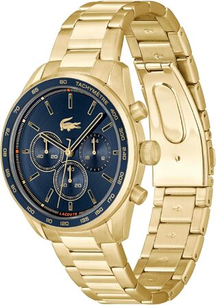 Чоловічий годинник Lacoste Chronograph Boston: кварцовий хронограф у золотисто-синьому кольорі з металевим ремінцем