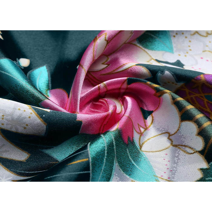 Халат жіночий Babeyond з шовковистого атласу, кімоно, довгий, з принтом павича, для дому, вечірки, універсальний розмір, білий