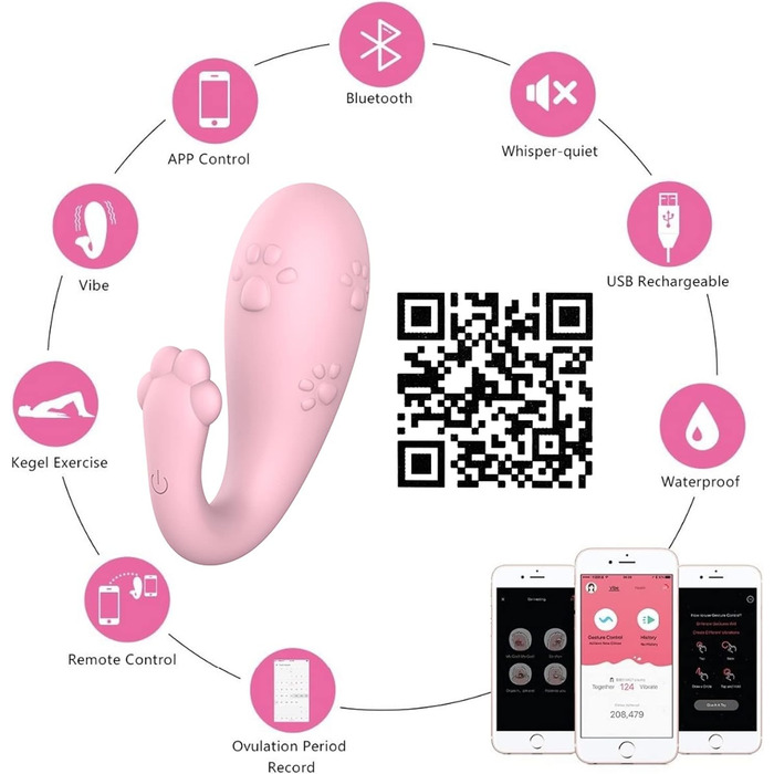 Вібратор для жінок з Bluetooth, пульсація, 8 частот, дистанційне керування, силікон, для пар (рожевий)