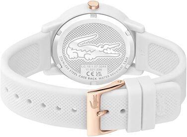Жіночий кварцовий годинник Lacoste 12.12 білого кольору з силіконовим ремінцем Petit Piqué