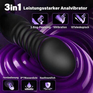 Масажер для простати та пеніса PINTLE з 10 телескопічними режимами та функцією імпульсу. Набір для чоловіків та пар.