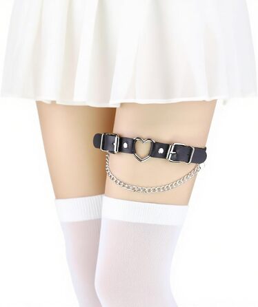 Чорні шкіряні гетри-стрінги з серцем та ланцюжком, регульовані, для косплею, вечірок, рокерського стилю, для жінок
