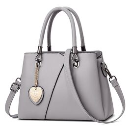Жіноча сумка середнього розміру з екошкіри PU: елегантна сумка-шопер з ручками та регульованим ременем, сіра (модель A)