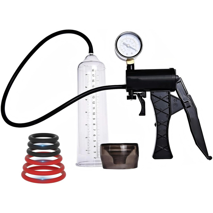 Насос для збільшення пеніса з манометром, 6 кілець для тренування ерекції, секс-іграшка для чоловіків