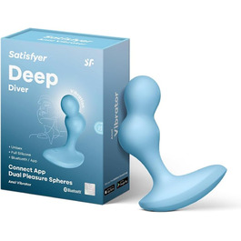 Анальні вібратори Satisfyer Deep Diver Connect App Bluetooth | З керуванням через додаток | Силікон | Водонепроникний IPX7 | Масаж простати для чоловіків та жінок | Компактний та дискретний | З вібрацією | Колір: Синій, Одиничний розмір