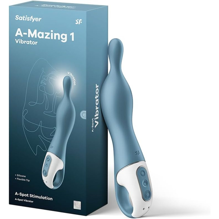 Вібратор Satisfyer A-Mazing 1: гнучкий наконечник для інтимної стимуляції, водонепроникний (IPX7), перезаряджається, для жінок (блакитний)