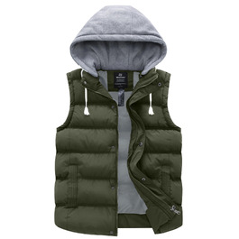 Чоловічий зимовий жилет Wantdo Outdoor з капюшоном, стібаний безрукавник, колір армійський зелений, розмір M