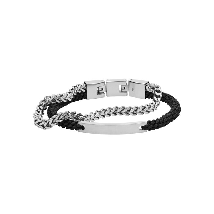 Чоловічий годинник Fossil Vintage Casual зі сталевим та шкіряним ремінцем, чорно-сріблястий