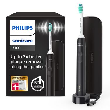 Електрична звукова зубна щітка Philips Sonicare Series 3100 HX4033/26 з датчиком тиску, 3 режимами інтенсивності та дорожнім чохлом, темно-зелена