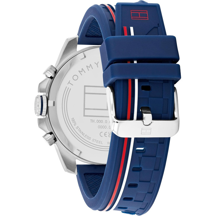 Чоловічий аналоговий багатофункціональний кварцовий годинник Tommy Hilfiger з силіконовим ремінцем, водонепроникність 5ATM, синій