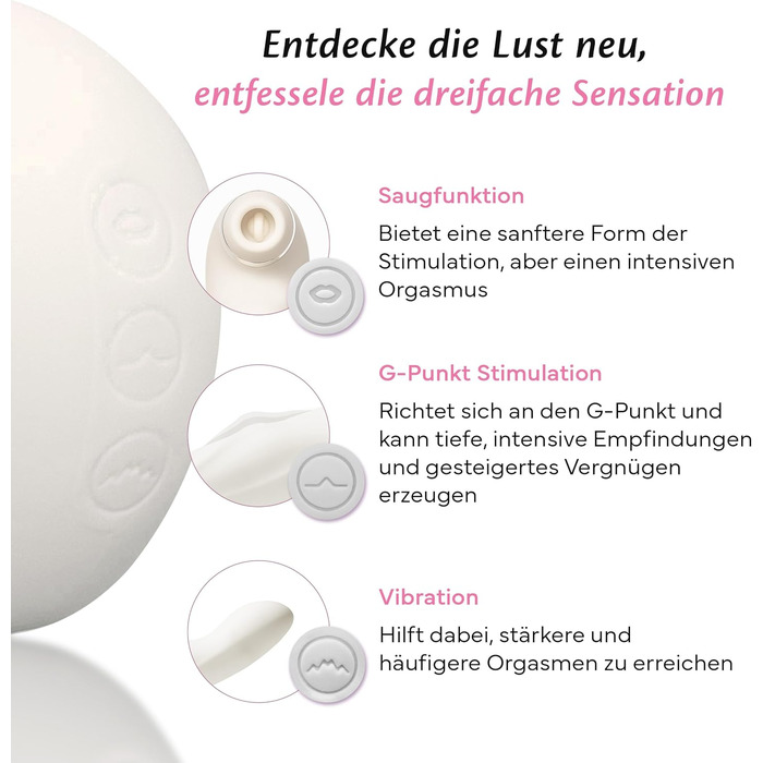 Вібратор для жінок Fae Vibration 3в1 - стимулятор G-точки та клітора з функцією масажу, вакуумної стимуляції та вібрації. Перезаряджуваний силіконовий секс-іграшка, Thrive, Whisper White