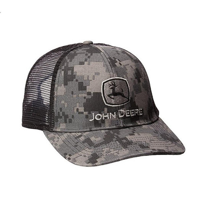 Чоловіча кепка John Deere Digital Camo з сіткою та вишивкою, універсальний розмір, чорна
