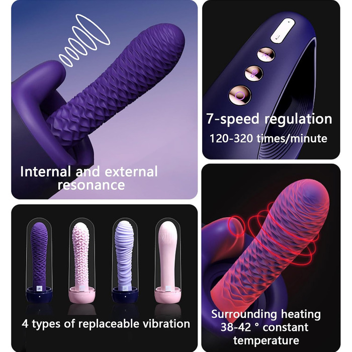 AMAZBEE Sexmaschine з 2 дільдосами: автоматичний вібратор для жінок. Інтимні іграшки для вагінального та анального використання (рожевий)