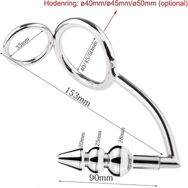 Сталевий подвійний кільце для статевих органів, кільце для яєчок, металевий гачковий кільце, анальний гачок з анальним плугом, кільце для статевих органів з анальним плугом, анальні кулі, розтягувач яєчок, сексуальна іграшка для чоловіків, пар, 40 мм