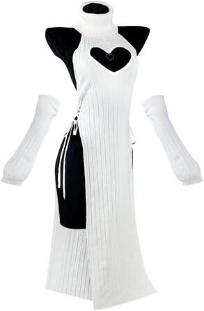 Костюм Чонгсам KORURACLUB Love: Преміум якість, білий/чорний, Cosplay, нижня білизна, S-M