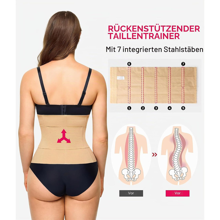 Коригуючий корсет для жінок KUMAYES Waist Trainer — моделюючий одяг для талії та живота, бежевий