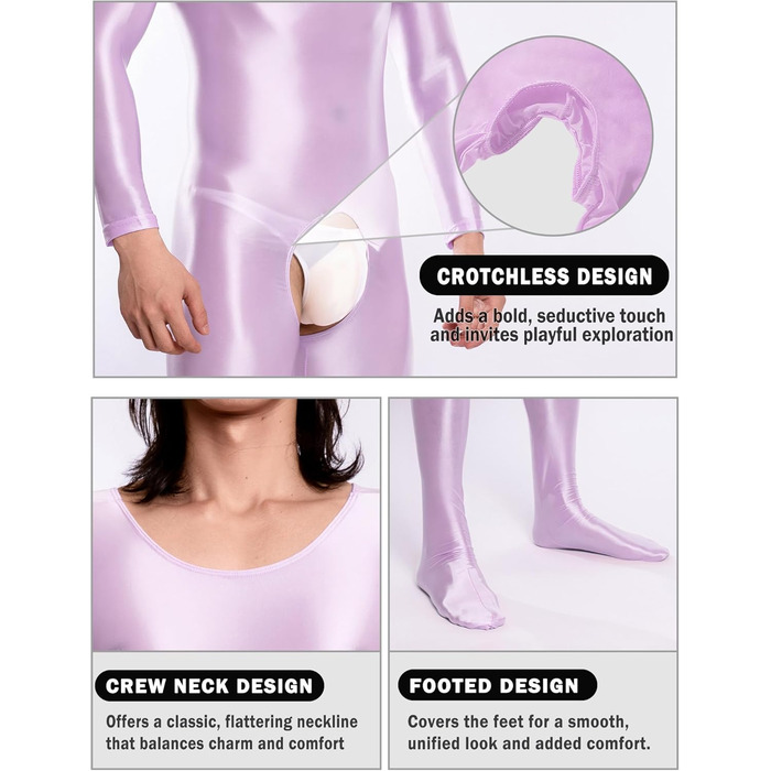 Комбінезон чоловічий AIEOE Gossy з відкриттям спереду, Stramper Overa, еластичний, Cubwear, колір фіолетовий, розмір S