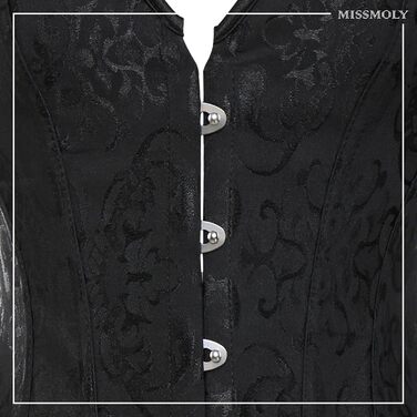 Корсет жіночий Miss Moly вінтажний, повний бюст, класичні кольори, мереживо, бант, з принтом G-string, чорний