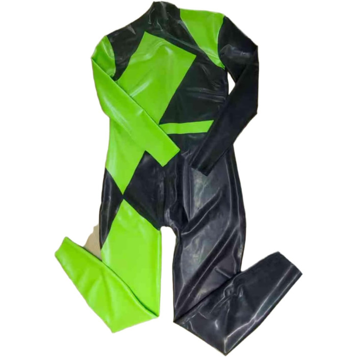 Боді з латексу для чоловіків VIYOLI, чоловічий латексний костюм, дизайн з блоками кольорів, індивідуальний колір чорний та червоний L