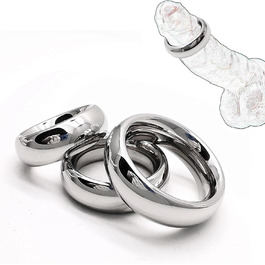 Сталевий кільце для пеніса з фіксатором яєчок, сталевий кільце для пеніса, кільця для пеніса, бондінг, кільце приборкання, інтимна біжутерія, секс-іграшки для чоловіків, затримка еякуляції, 3 розміри (40+45+50 мм)