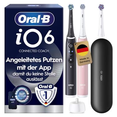 Електрична зубна щітка Oral-B iO Series 6, біла, 5 режимів чищення, з дорожнім футляром та набором насадок