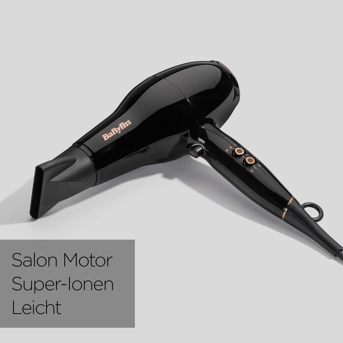 Професійний фен для волосся BaByliss Pro Power 2300W з іонізацією, AC-двигуном та антифриз-ефектом, чорний, D5245E EU
