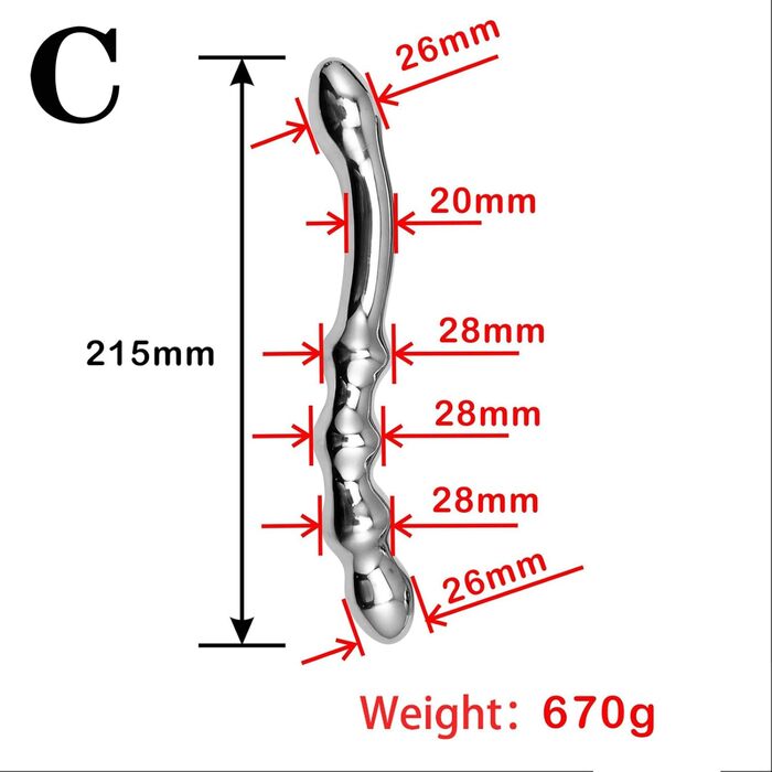 Анальний масажер з подвійним наконечником JXszxt з нержавіючої сталі для чоловіків та жінок