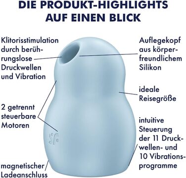 Вібратор Satisfyer Pro To Go 1 | Подвійний мотор | Компактний, перезаряджається | Водостійкий (IPX7) | Вібратор-імпульс | Інтимна іграшка для жінок, універсальний розмір (Світло-блакитний)