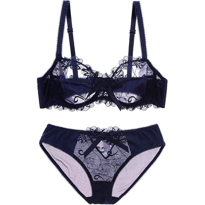 Комплект жіночої білизни Necalisi: бюстгальтер з пуш-ап та трусики, синій (80C)
