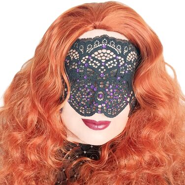 Чорна мереживна маска для жінок з чорними стразами, елегантна маска на половину обличчя, маска для маскараду та карнавалу, мереживна маска для вечірки з гумкою (Аметист)