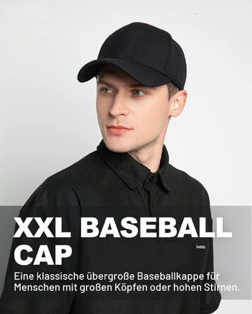 Кепка-бейсболка Zylioo XL/XXL для великого розміру голови, регульована спортивна кепка унісекс, чорна