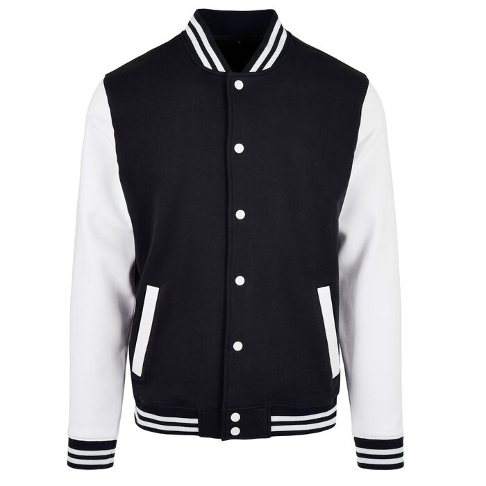 Чоловічий бомбер Build Your Brand Bb004-basic College Jacket, чорно-білий