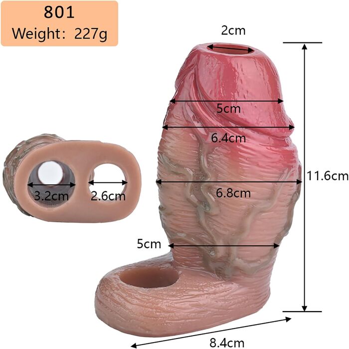 Реалістичний секс-іграшка для чоловіків: рукав-чохаль для пеніса з кільцем, збільшувач, затримка еякуляції, ерекція (801)