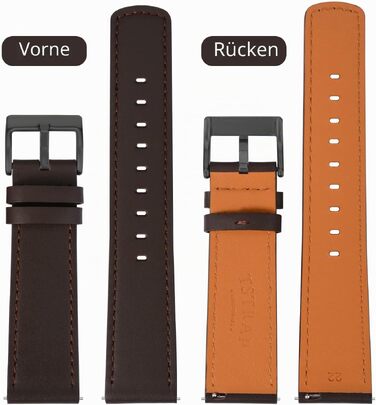 Шкіряний ремінець для годинника TStrap Soft Leather — чорний, зі швидким випуском (Quick Release), універсальний спортивний браслет для смарт-годинників (чоловічий/жіночий), 20мм, застібка-пряжка