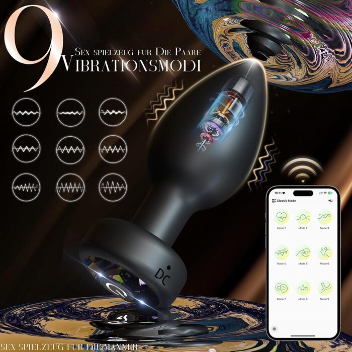 Анальний плагін для жінок та чоловіків: вібратор з пультом керування, силіконовий, 10 режимів