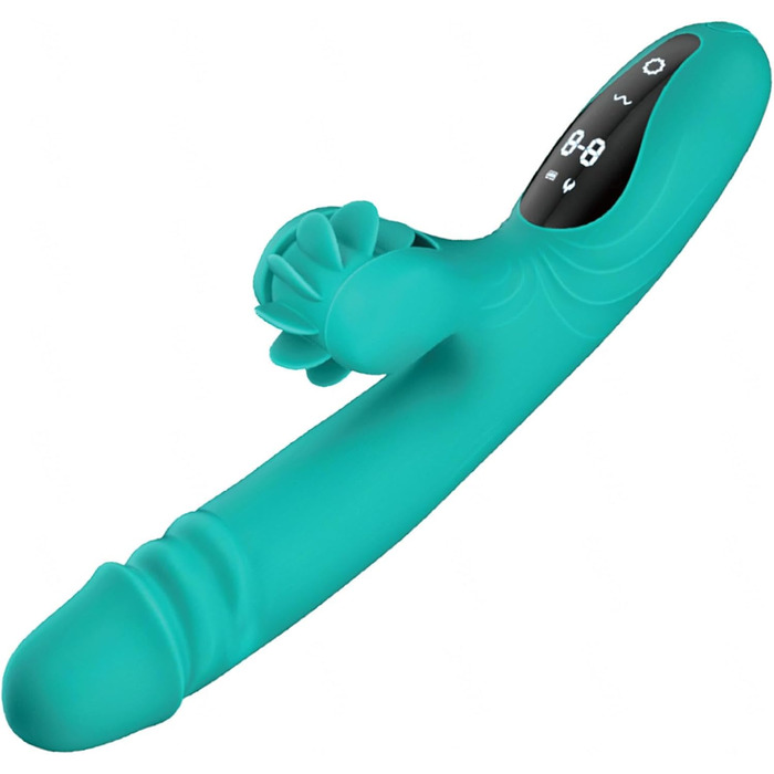 Вібратор для жінок з 9 функціями, підігрівом та телескопічним дизайном. Масажний дildo з силікону - іграшка для дорослих, зелений