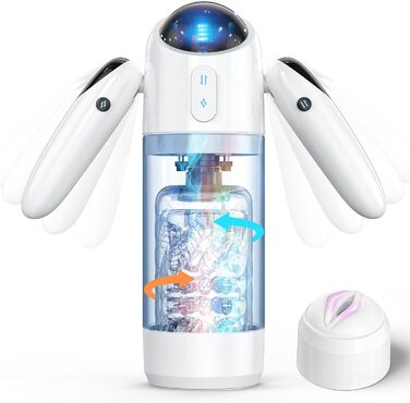 Вібратор для чоловіків з 4 пристосуваннями та 7 режимами обертання. Реалістичний 3D-вібратор для чоловіків. Іграшки для дорослих з автоматичним режимом.