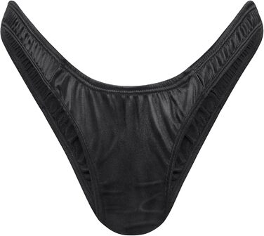 Танга-шорти LittleForBig з прихованим гафелем, гладкі шовкові, чорні - для кросдресерів та трансгендерних осіб