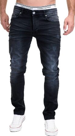 Чоловічі джинси MERISH Slim Fit з ефектом Stretch, дизайнерські денімові штани, чорні, модель 9148-2100 (34W / 32L)