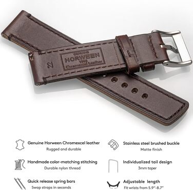 Ремінець для годинника Horween зі шкіри вінтажного стилю з системою швидкого вивільнення (Quick Release), 18 мм, коричневий